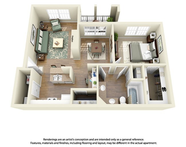 1 Bed • 1 Bath 0421 floor plan